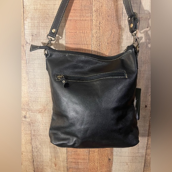 LIKE NEW MYRA Genuine Leather & Natural Cowhide On Shoulder/ Cross Body bag - Picture 4 of 7